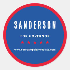 Adesivo Redondo Red White Blue Political Election Campaign Name