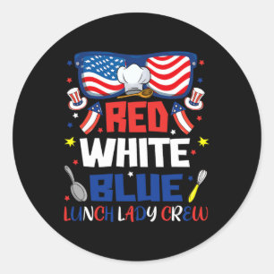 Adesivo Redondo Red White Blue Sungs Almoçando Lady Crew 4 de julh