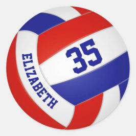 Adesivo Redondo red white blue team colors girls boys volleyball