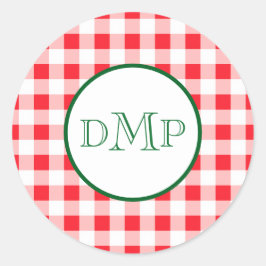 Adesivo Redondo Red White Check MONOGRAM