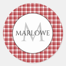 Red White Checks Monograma de Xadrez