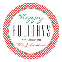 Red & White Chevron "Felizes Feriados" Xmas