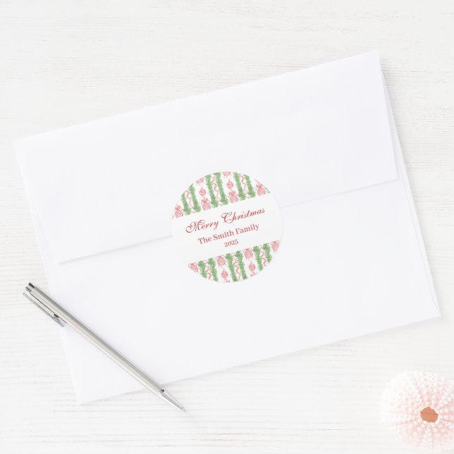 Adesivo Redondo Red & White Chinoiserie Garland Grandmillennial (Envelope)