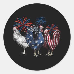 Adesivo Redondo Red White E Blue 4 De Julho Americano