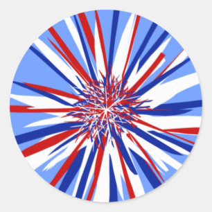 Adesivo Redondo Red White e Blue Starburst