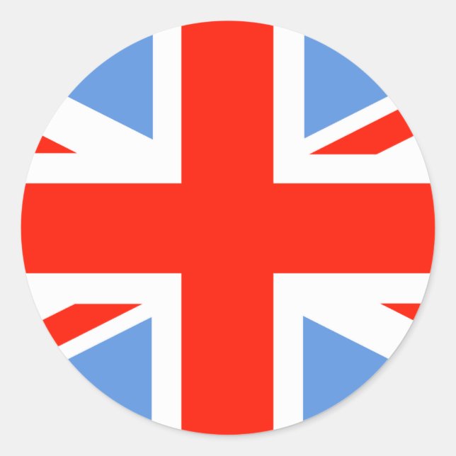 Adesivo Redondo Red White e Blue Union Jack UK Flag (Frente)
