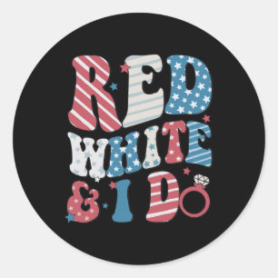 Adesivo Redondo Red White E Eu Fazemos A Noiva 4 De Julho Bandeira