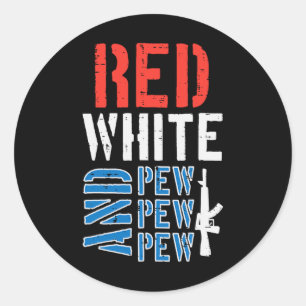 Adesivo Redondo Red White E Pewpew Gun Funny 4 De Julho Patr
