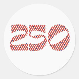 Adesivo Redondo Red White Stripe Blue Stars America 250 Birthday