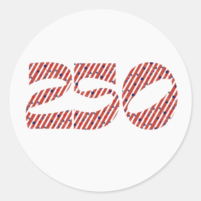 Adesivo Redondo Red White Stripe Blue Stars America 250 Birthday (Frente)