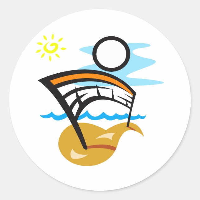 Adesivo Redondo Rede de Voleibol e Bola (Frente)