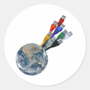 Adesivo Redondo Rede Ethernet conectada à Terra