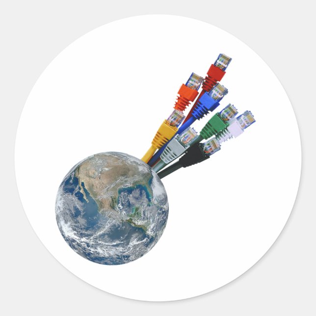 Adesivo Redondo Rede Ethernet conectada à Terra (Frente)