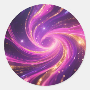 Adesivo Redondo Redemoinho de Energia Abstrata Roxo Rosa