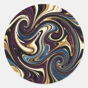 Adesivo Redondo Redemoinho Mármore Roxo Dourado Azul Abstrato
