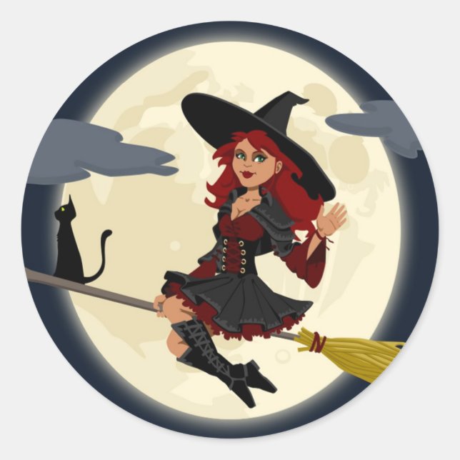ADESIVO REDONDO REDHEADED HALLOWEEN WITCH (Frente)