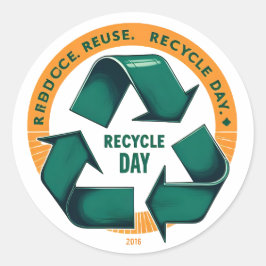 Adesivo Redondo Reduce Reuse Recycle Eco Tee