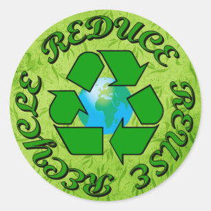 Adesivo Redondo Reduza o reciclar reusar