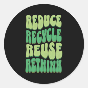 Adesivo Redondo Reduzir a reutilização do Reciclar Repensar a impr