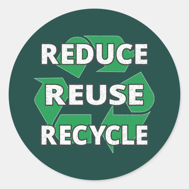 Adesivo Redondo Reduzir a reutilização do Reciclar Terra no dia a  (Frente)