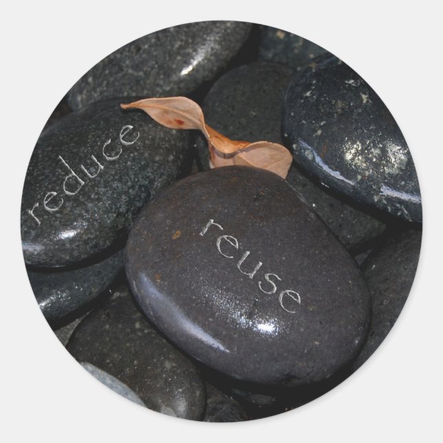 Adesivo Redondo reduzir o reuso de rochas de refluxo (Frente)