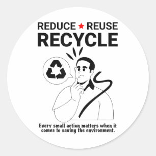 Adesivo Redondo Reduzir, reutilizar, Reciclar _ Proteção ambiental