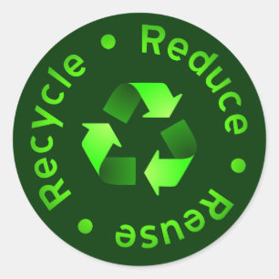 Adesivo Redondo Reduzir - Reutilizar - Reciclar Sticker