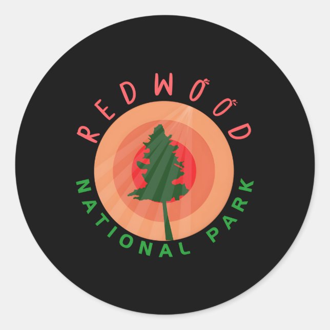Adesivo Redondo Redwood National Park California Visitor Tourist (Frente)