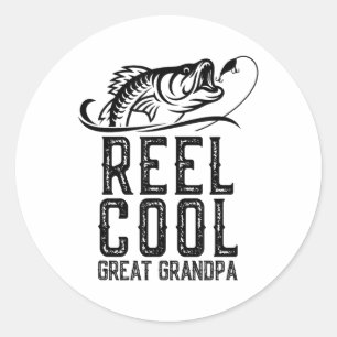 Adesivo Redondo Reel Cool Bisavô Pescaria Pescador Engraçado Re