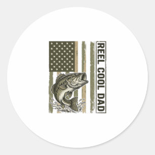 Adesivo Redondo Reel Cool Dad Bass Fishing Flag Vector Design_1