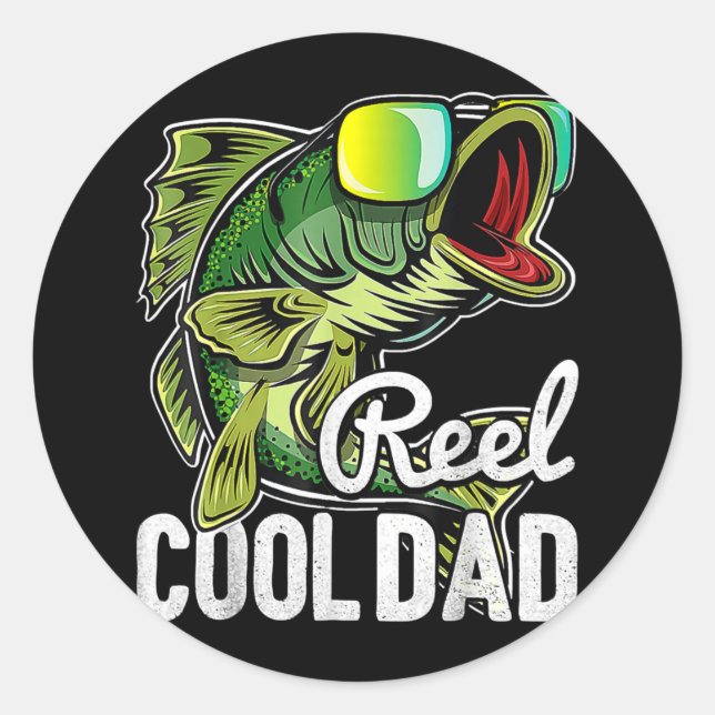 Adesivo Redondo Reel Cool Dad Fisherman Daddy Fishing Fisherman (Frente)