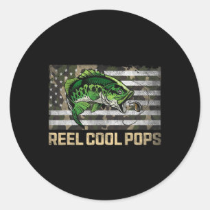 Adesivo Redondo Reel Cool Pops Pesca Bandeira Camo Dia dos Pais Pe