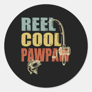 Adesivo Redondo Reel Legal Pawpaw Engraçado Pescador Vintage Pesca
