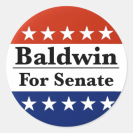 Adesivo Redondo Reeleger Tammy Baldwin para o Senado dos EUA 2024