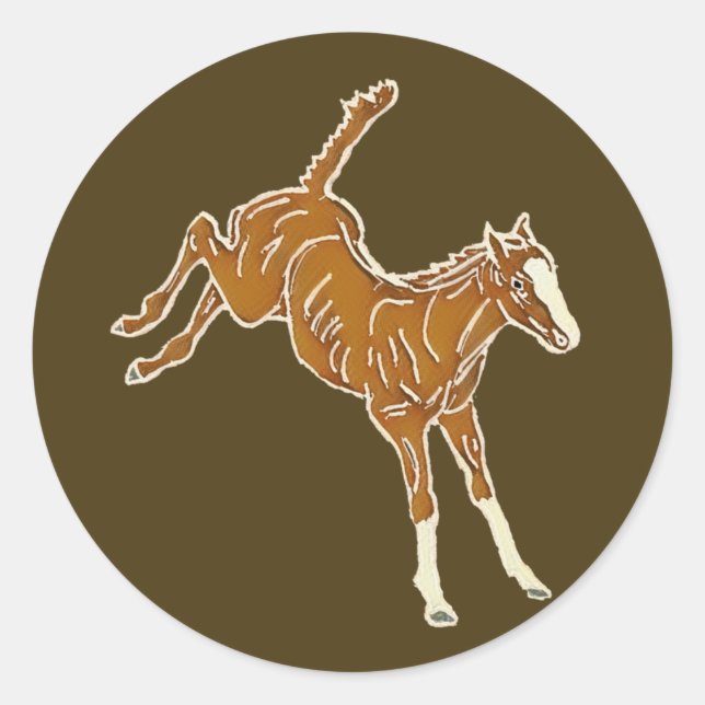 Adesivo Redondo Refeição de Cavalo - multicor transparente. (Frente)