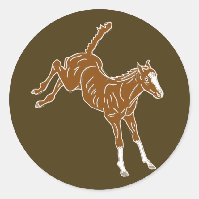 Adesivo Redondo Refeição de Cavalo - uni-coloração transparente. (Frente)