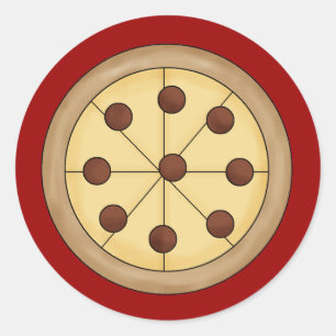 Adesivo Redondo Refeição Deliciosa De Pizza Italiana De Cartoon