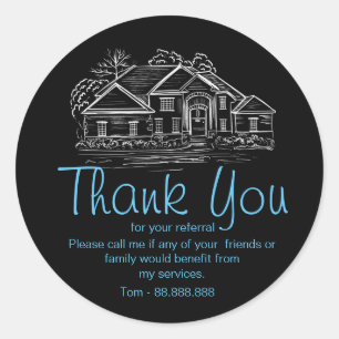 Adesivo Redondo Referral Imobiliário Obrigado a negócios Square St