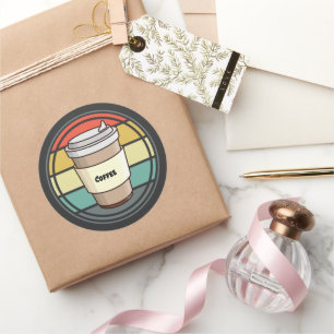 Adesivo Redondo Refletor Café Bebida Quente para Ir