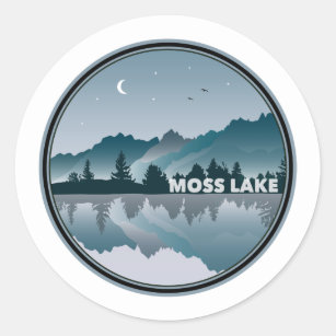 Adesivo Redondo Reflexão sobre Moss Lake North Carolina