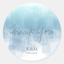 Adesivo Redondo Reflexões de Aquarela Obrigado Azul Dusty ID774