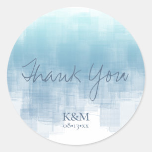 Adesivo Redondo Reflexões de Aquarela Obrigado Azul Dusty ID774