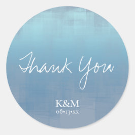 Adesivo Redondo Reflexões de Aquarela Obrigado Azul Dusty ID774