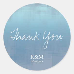 Adesivo Redondo Reflexões de Aquarela Obrigado Azul Dusty ID774