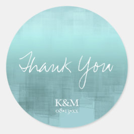 Adesivo Redondo Reflexões de Aquarela Obrigado Teal ID774