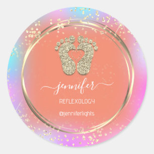Adesivo Redondo Reflexologia Holografia de Pés Cardíacos Frame Dou