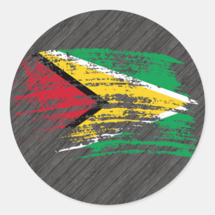 Adesivo Redondo Refrigere o design guianês da bandeira