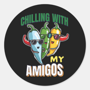 Adesivo Redondo Refrigerindo Com Minha Amigos Cinco De Mayo Chilly