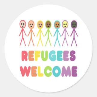 Adesivo Redondo Refugiados bem-vindos