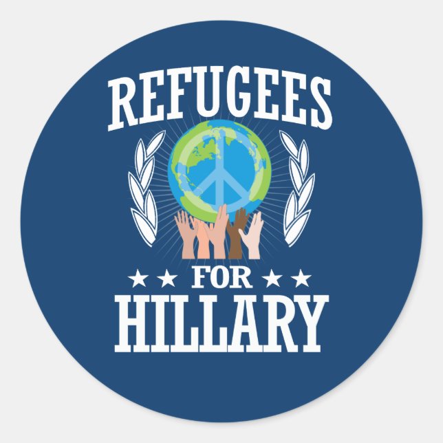 ADESIVO REDONDO REFUGIADOS PARA HILLARY (Frente)
